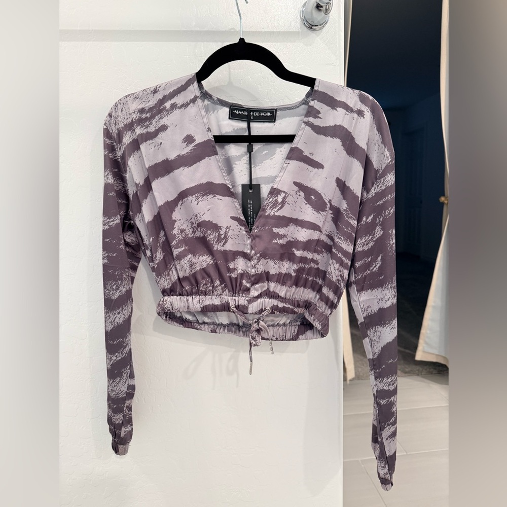Maniere De Voir Cropped Striped Women's Blouse